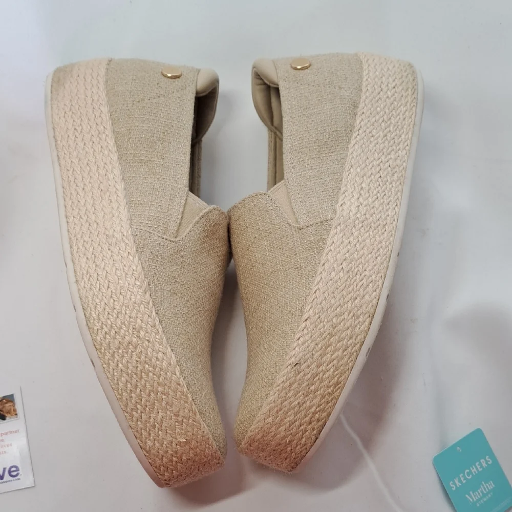 Skechers Martha Natural Beige Slip-On Espadrille Sneakers